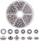 300pcs 6 Style Antique Silver Spacer Beads, Tibetan Metal Alloy Tube Spacers Flower Flat Rondelle Small Loose Beads